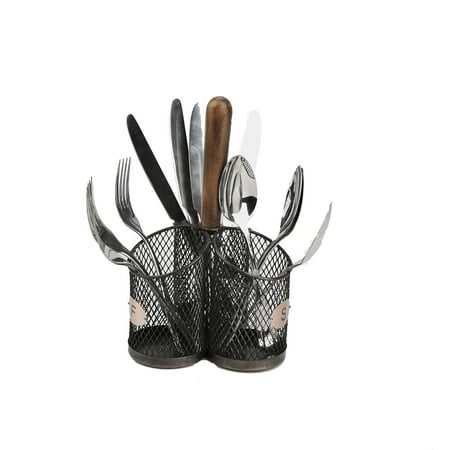 Brown Kitchen Knife (Mind Reader Wood 3 Section Utensil Caddy, Cutlery Holder, Flatware, Silverware Organizer, Forks, Spoons, Knives, Dining Table, Countertops, Kitchen -)