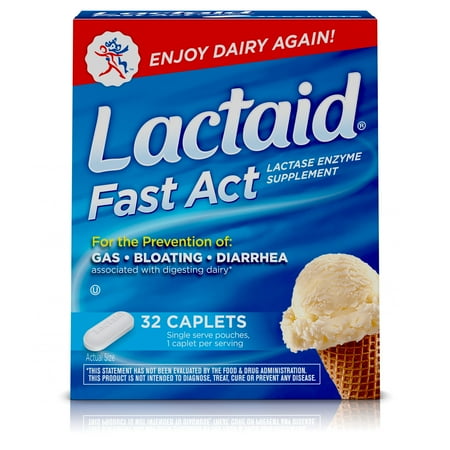 Foods Natural Enzymes - Lactaid Fast Act Lactose Intolerance, Lactase Enzyme Pills 32 single-dose pouches