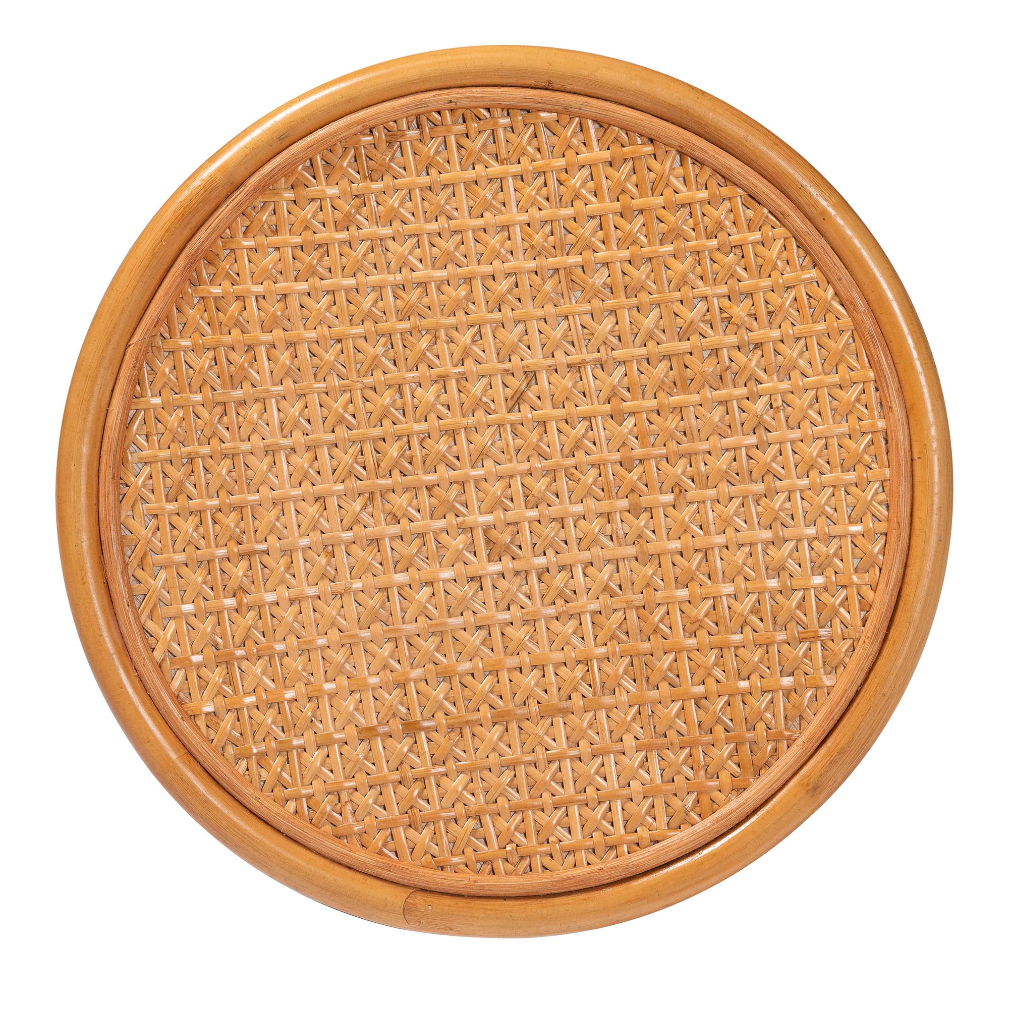 bali & pari Eldon Indoor Bohemian Natural Rattan Circle End Table, Light Honey