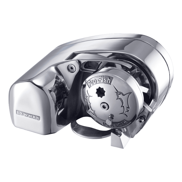 Lewmar Windlass 6656211967-310 Pro-Fish; Horizontal Mount; 700 Pound Maximum Pull; 175 Pound Working Load Limit; 105 Foot Per Minute Line Speed; 9-5/8 Inch Width x 5-3/4 inch Height; Stainless Steel