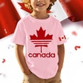 thumbnail image 2 of OOOUM Boys Short Sleeve T-Shirt Canadian National Day Graphic Basic Tees Active Breathable Running Shirt Top For Soccer Pink 13-14 Years, 2 of 4