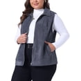 thumbnail image 4 of Agnes Orinda Women's Plus Size Sleeveless Zipper Side Pocket Casual Corduroy Vest Jackets 2X Gray, 4 of 5