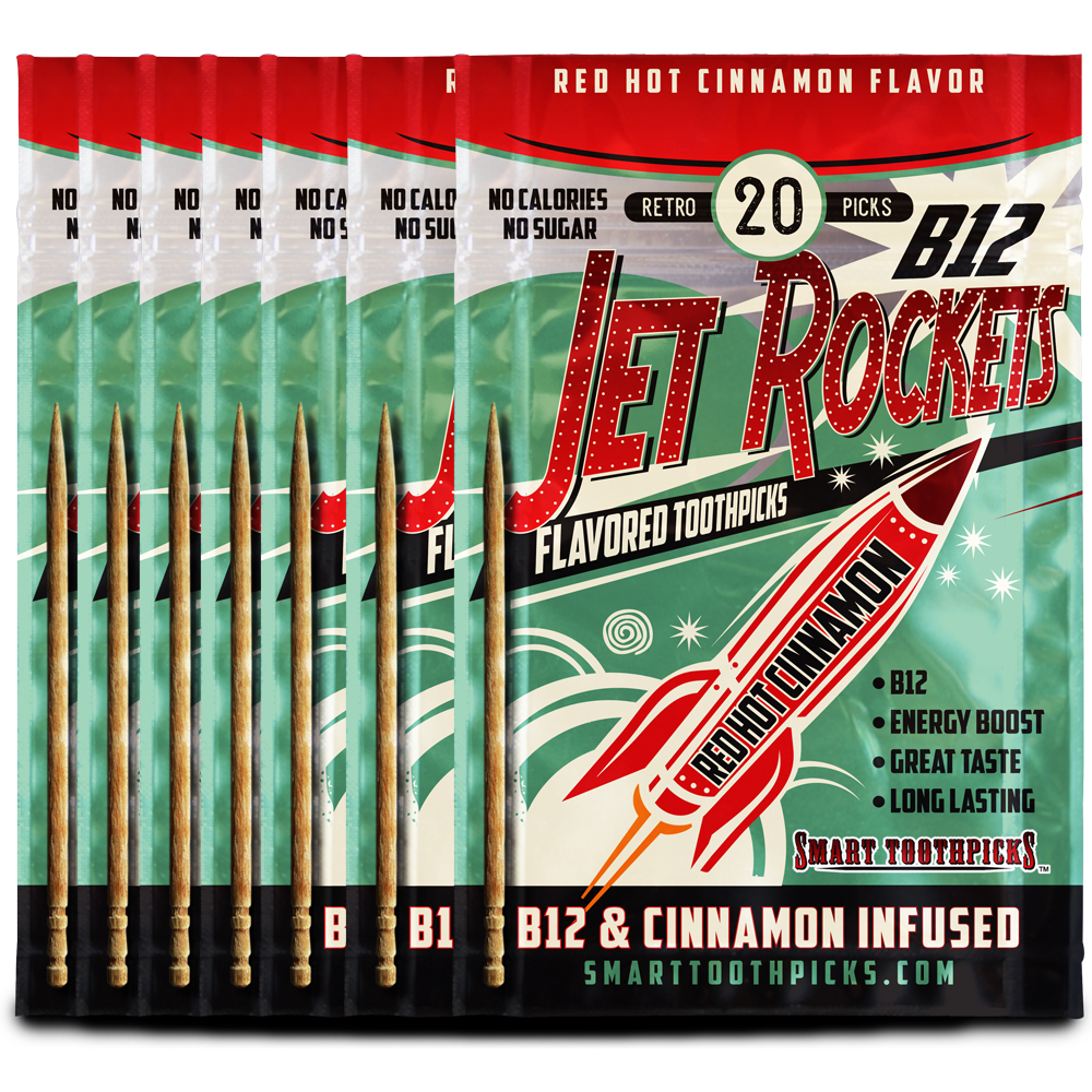 Jet Rocket Red Hot Cinnamon B12 Toothpicks 8 pack