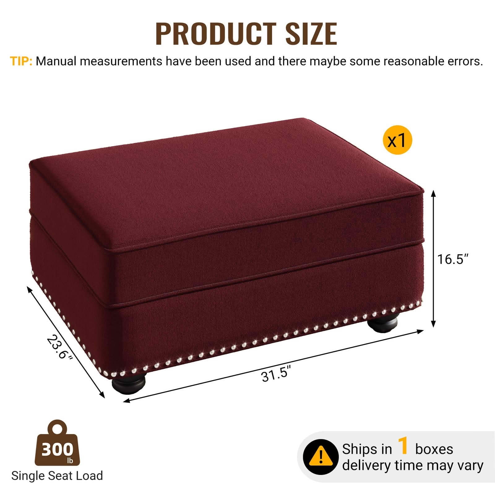 MAYEERTY Velvet Modular Ottoman Footrest, Multi‑Use Stool for Single/2‑Seat/3‑Seat Sofa, for Living Room Apartment Office