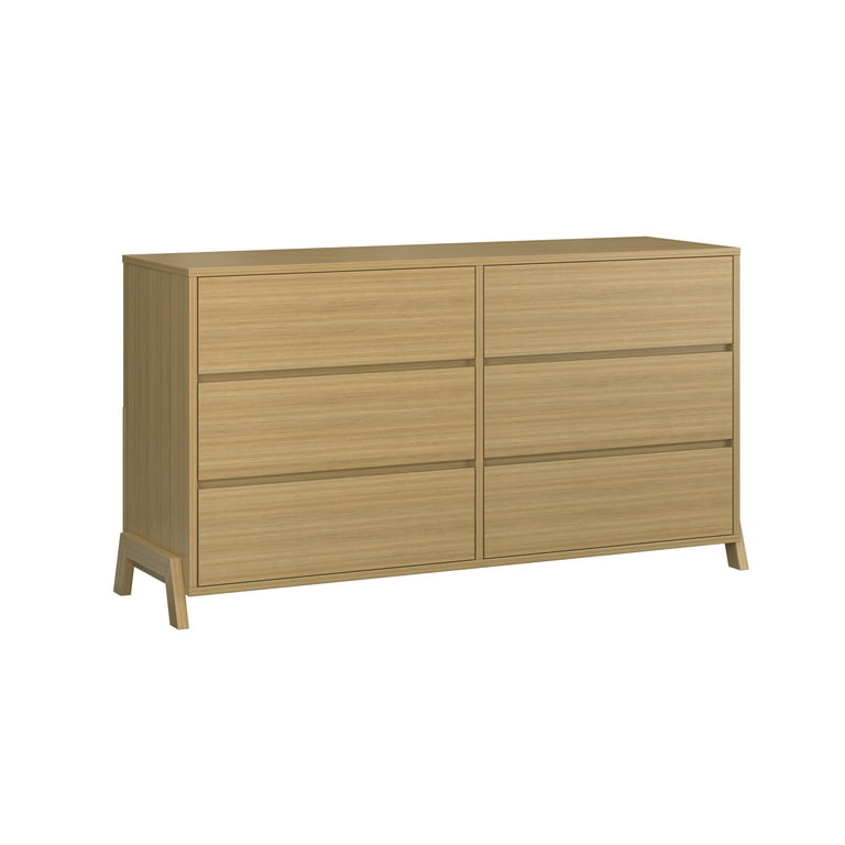 Mainstays Modern 6 Drawer Dresser, Natural Teak