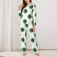 thumbnail image 2 of Pajama Sets for Women 2 Pcs, Green abstract flower Button Down Long Sleeve Sleepwear Lounge PJ Sets, 2 of 6