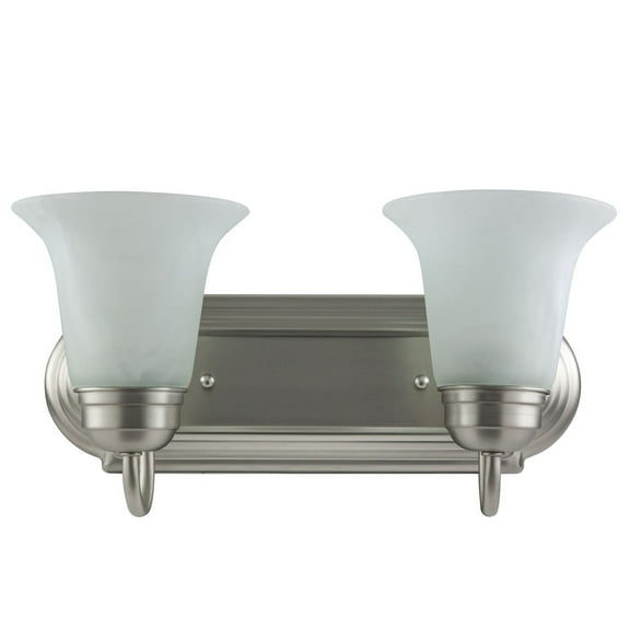 Sunlite Traditional Vanity Light Fixture, Bell-Shaped Alabaster Glass, Brushed Nickel