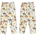 thumbnail image 2 of PISONIC Western Cowboys Horses and Desert Cactus Printed Women's Pajama Pants, Comfy Pajama Bottoms With Pockets&Drawstring, 2 of 7