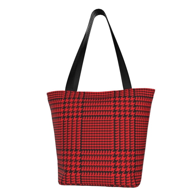 Easygdp Red Black Houndstooth Bolso de Hombro para Mujer, Bolso Bandolera y Cartera de Mano Elegante para Uso Diario