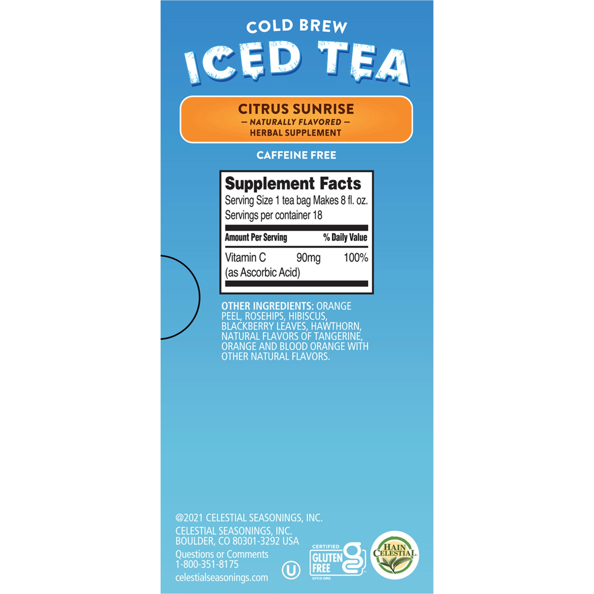 (2 pack) Celestial Seasonings Cold Brew Citrus Sunrise Wellness Iced Tea, 18 Ct Tea Bags
