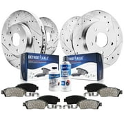 Detroit Axle - Brake Kit for RWD Dodge Challenger Charger Magnum Chrysler 300 Replacement 12.60'' Front & Rear Drilled and Slotted Disc Brake Rotors Ceramic Brakes Pads