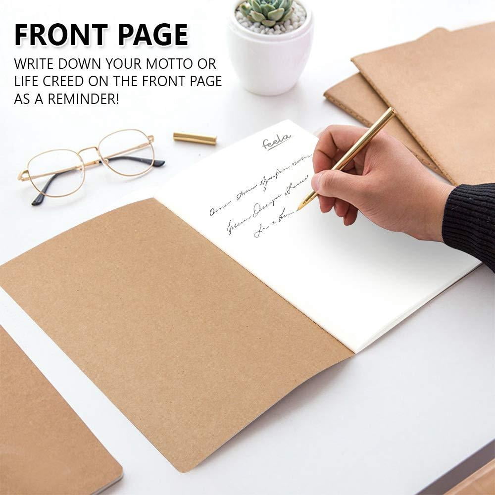 30 Pack Kraft Notebooks, A5 Feela 60 Lined Pages Notebooks and Journals for Making Plans Writing Memos, 8.3 X 5.5 in