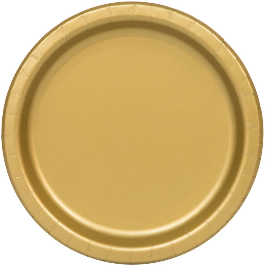 Paper Plates, 9 in, Gold, 20ct