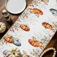 thumbnail image 2 of ERUNPONLY Vintage Fall Table Runner - 70 Inch Long Orange Blue Pumpkins Thanksgiving Maple Leaf Cotton Linen Blended Dress Scarves Farmhouse Table Runner for Kitchen Dining, Coffee Table, 13" x 70", 2 of 8
