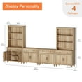 thumbnail image 3 of WAMPAT Television Stands with Bookshelves for TVs up to 75", Farmhouse Wall Unit TV Stand with 8 Doors & 4 Drawer, Media Console Table for Living Room, Bedroom & Home Theater, Oak, 3 of 7