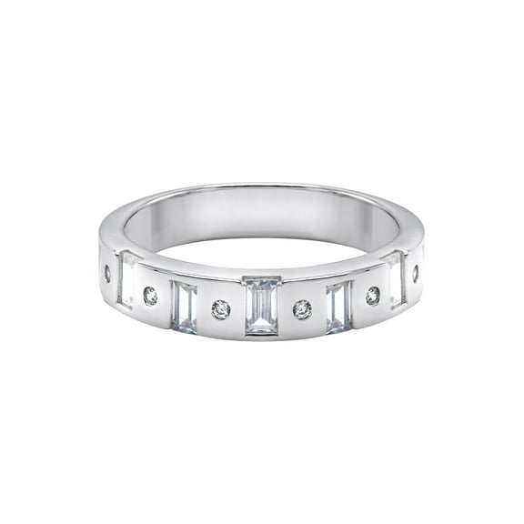 Mens Silver CZ Wedding Band | Appx 4.5 Grams