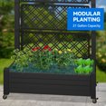 thumbnail image 5 of Dextrus 61'' Large Planter Box; Outdoor Raised Garden Bed with Trellis and Lockable Wheels,Ideal for Vines and Climbing Plants,with Drain Plug,43.3"L x 17.7"W x 61"H -Black, 5 of 5