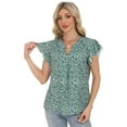 thumbnail image 6 of Sexy Dance Womens Tops Dressy Floral Short Sleeve T-Shirts Trendy Ruffle Loose V-Neck Tunic Tops Beach Boho Casual Tee, 6 of 7