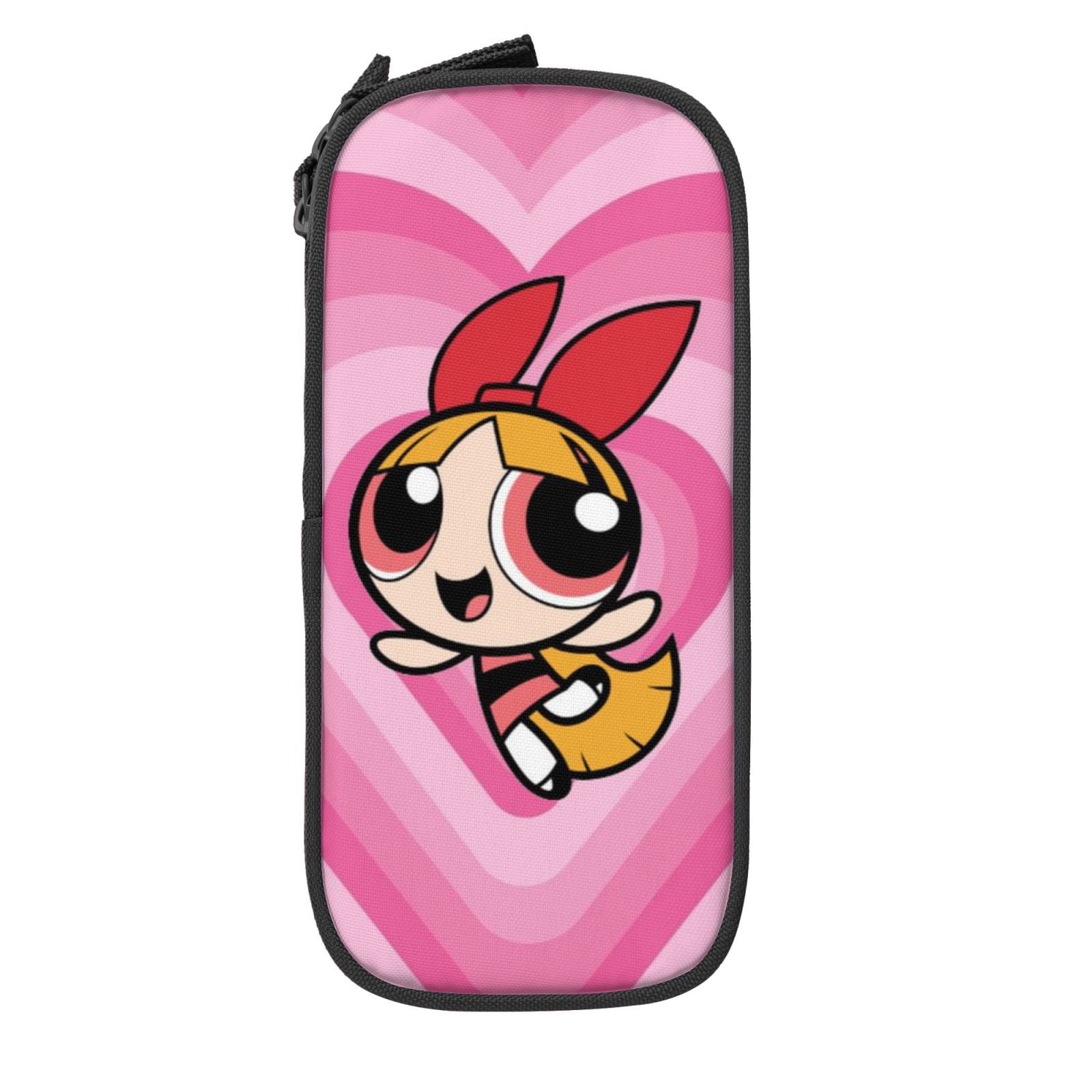 The Powerpuff Gi-rls Pencil Case Large Capacity Pencil Pouch Pen Bag Office Stationery Organizer Travel Makeup Bag Black