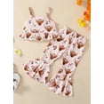 thumbnail image 3 of Genuiskids Toddler Baby Girl Summer Clothes 2T 3T 4T 5T Kids Floral Cow Pattern Camisole Tops Bell Bottoms Pants Little Girl Western Outfits 1-5T, 3 of 9