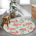 thumbnail image 3 of Red Flamingo Round Area Rug 3Ft Washable Small Circle Rugs for Kitchen Entryway, Summer Tropical Plants Leaves Botanical Green Non-Slip Carpet Floor Mats Indoor Outdoor Carpet Runner Home Decor, 3 of 8