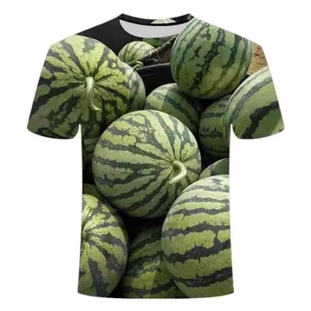 Chemise d'Été Pastèque Imprimée 3d Hip Hop pour Hommes Manches Courtes Mode Alternative Drôle Col Rond Grande Taille