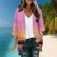 thumbnail image 2 of Htigea Womens 3/4 Sleeve Cardigan Trendy Print Cardigans Blouses Open Front Chiffon Cardigan Tops Orange,XXL, 2 of 6