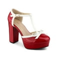 thumbnail image 1 of BLISSFUL STEP Escarpins à Plateforme pour Femmes à Bride en T avec Nœud Vintage à Talons Blocs Rouges 10, 1 of 8