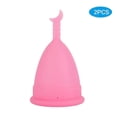 thumbnail image 2 of 2Pcs Silicone Women Menstrual Cup Female Hygiene Cup Menstruation Period SuppliesMoon Shaped Pink L, 2 of 5