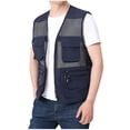 thumbnail image 2 of YanHoo Men's Big and Tall Vest Lightweight Mesh Breathable Jackets Solid Color Outdoor Fishing Jacket Work Travel Cargo Vests with Multi Pockets, 2 of 8