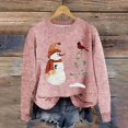 thumbnail image 2 of Goindgs Merry Christmas Sweatshirts for Women Christmas Long Sleeve Snowman Thick Graphic Knit Shirt Christmas Round Neck Pullover Tee Womens Casual Tops Z2-Pink-M, 2 of 4