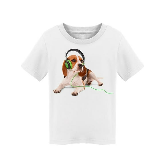 Beagle Dog Wears Headphones T-Shirt Toddler -Image by Shutterstock, 3 Toddler