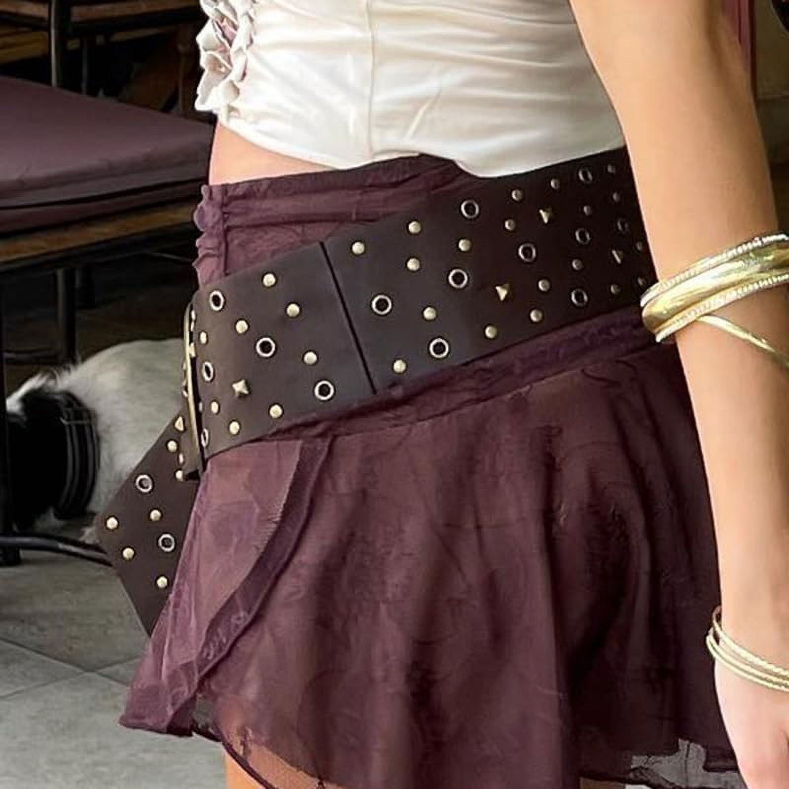 Vintage Y2K 90s Conga  Leather & Metal Concho Western Belt Cowgirl Glam Women L Women Vintage Y2k Belt Concho Rivet Leather Belts Western  main image 4
