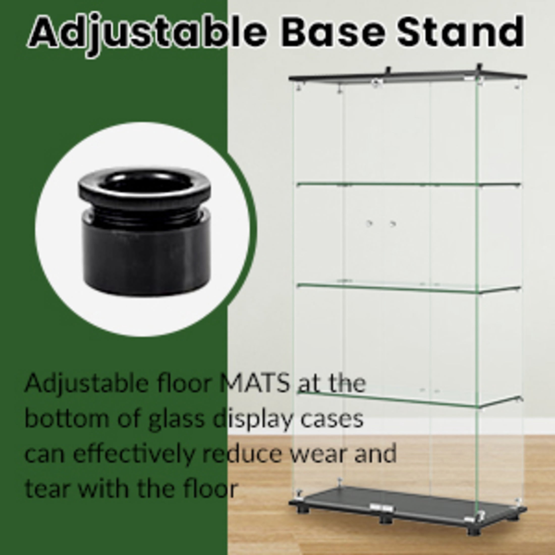 Noble House Floor Standing Display Cabinet with Locking Double Doors, 4-Shelf Tempered Glass Curio Cabinet, Black