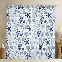 Erosebridal Blue Starfish Curtains for Living Room,Marine Animal 30%-50% Blackout Curtains Set of 2 (38x45),Sealife Room Decorative
