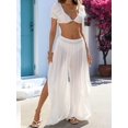 thumbnail image 4 of Womens Wide Leg Split Skirt Pants Boho Loose Palazzo with Elastic Waist Vacation Pants White M, 4 of 9