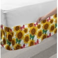 thumbnail image 2 of Floral Bed Skirt, Sunflowers Butterflies Green and Dark Pink Colored Wings on Plain Background, Elastic Bedskirt Dust Ruffle Wrap Around for Bedding Decor, 4 Sizes, Multicolor, by Ambesonne, 2 of 2