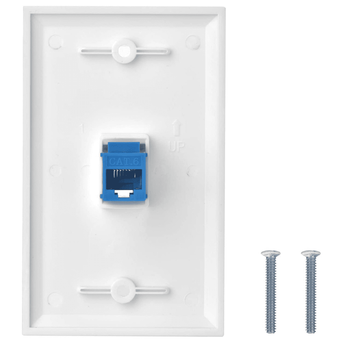 16X Cat6 Ethernet Wall Plate Outlet 1 Port RJ45 Network Female to Female Wall Coupler Plate White & Blue
