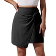 thumbnail image 1 of Mujeres falda de cintura alta slim fit irregular giro falda media longitud vestido cremallera lateral para verano negro M, 1 of 8
