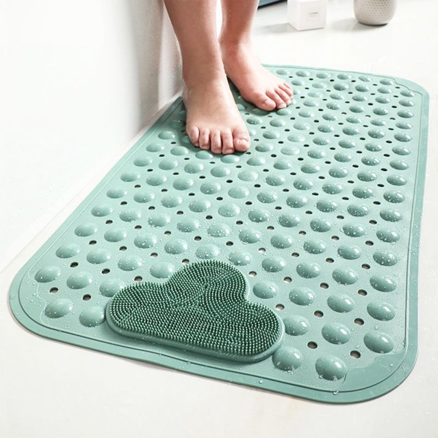 Alfombrilla Antideslizante para Baño 27.56x15.75in | Alfombrilla de Piso con Masaje para Pies de PVC | Alfombrilla de Baño con Ventosas Antideslizante para Bañera, Ducha, Inodoro | Suave y Amigable