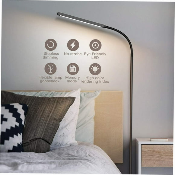 Generic Floor Lamp 2-In-1 Touching Control Programmable Timer Reading Lamp Floor Lamp 3000K-6800K LEDs Standing Lamp with Stepless Dimmer Bedside Floor Lamp for Living Room Bedroom