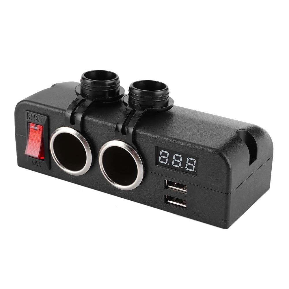 Lighter Socket 2 Way Charger Adapter Car Power Adapter Cigar Lighter Socket Splitter 3 In 1 Multifunction USB Car Charger Voltmeter Power Adapter