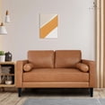 thumbnail image 4 of Naomi Home Marisa Mid-Century Loveseat-Color:Tan,Fabric:Air Leather,Style:Loveseat, 4 of 15