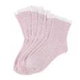 thumbnail image 1 of 4 pares de calcetines tobilleros de con borde de encaje sólido para mujer cómodos Luz púrpura, 1 of 9