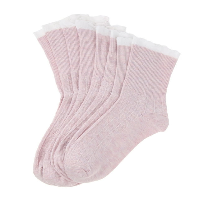 4 pares de calcetines de tobillo con ribete de encaje para mujer casual para niñas Luz púrpura Sunnimix Calcetines de tobillo de mujer
