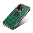 thumbnail image 3 of For iPhone 15 Denior Crocodile Texture Genuine Leather Electroplating Phone Case, 3 of 5