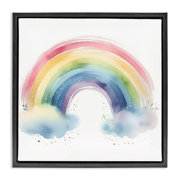 Stupell Industries Contemporary Soft Rainbow with Clouds Black Floating Frame Canvas Art, 18 x 18, by Creative Studio