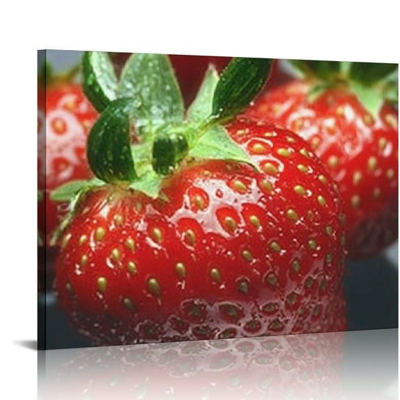 ZFLMY Red Strawberry Fruit Wall Art Canvas Prints Personalized Picture to Canvas Wall Art Modern Artwork Ready to Hang Wall Paintings for Home Decoration 16x12in