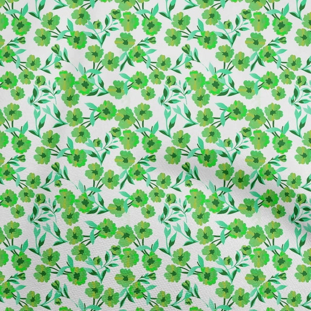 oneOone Polyester Spandex Green Fabric Floral Sewing Material Print Fabric By The Yard 56 Inch Wide