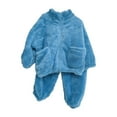 thumbnail image 2 of KAUOD Girls 2 Piece Plush Jackets Pants Set Plain Fuzzy Zip up Fuzzy Coats Soft Warm Straight Pants Outfits for Kids, 2 of 5